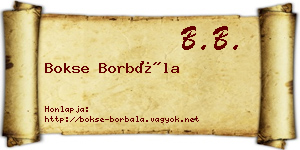 Bokse Borbála névjegykártya